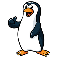 Cartoon Penguin Giving Thumbs Up Vector Illustration