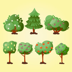 Fototapeta premium Leaves cartoon green tree vector summer leaf plant background