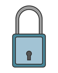Padlock. Flat colored icon of lock isolated on white background. Object of safety, protection.
