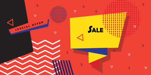 Sale discount banner Abstract modern art. Flat Design, business brochure, cover, price tag, voucher, business card, envelope, poster
