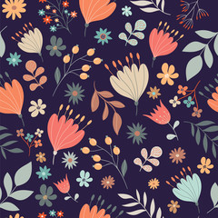 Retro floral seamless pattern