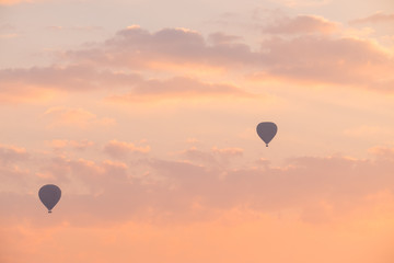 Hot Air Balloon with Dramatic Sky in Morning