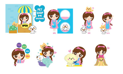 Cartoon for pet shop and grooming