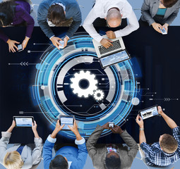 Technology Digital Network Cog Teamwork Concept
