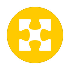 puzzle piece, flat round icon