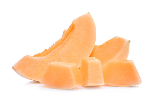 slice of honeydew melon(sunlady) isolated on white background