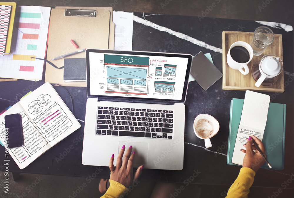 Poster seo search engine optimization data digital concept