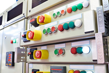 Fototapeta premium Equipment and systems control stand in industrial plant