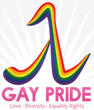 Colorful Lambda Symbol and Some Precepts for Gay Pride, Vector Illustration