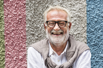 Senior Handsome Man Smiling Happiness Concept - obrazy, fototapety, plakaty