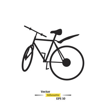 Silhouette of a bicycle on a white background. Flat vector illustration EPS 10