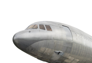 Front view of old commercial airplane