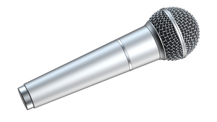Silver microphone, isolated on white background, 3D render