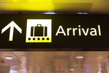 arrival sign in airport