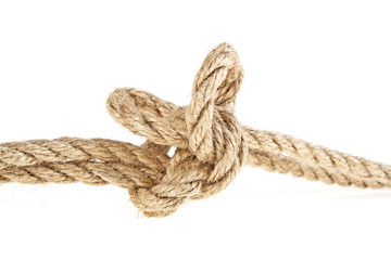 Close up of a rope on white background
