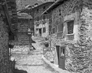 Plakat Maslana is an ancient rural villGW accessible only on foot. Valbondione, Bergamo, Italy.