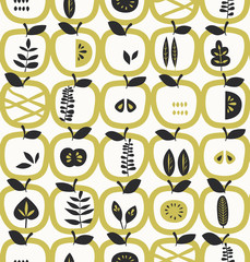 seamless pattern with apples and leaves - 162471674