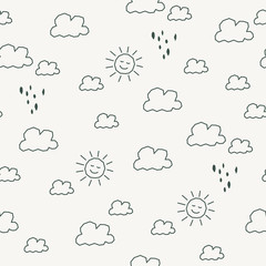 seamless pattern with sun and clouds