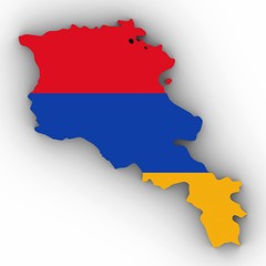 Obraz premium Armenia Map Outline with Armenian Flag on White with Shadows 3D Illustration