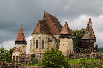 Fototapeta na wymiar Small Biertan village with fortified church, Romania