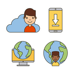 icons set network people vector illustration design graphic