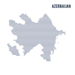 Vector abstract hatched map of Azerbaijan with lines isolated on a white background.