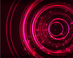 Neon circles abstract background