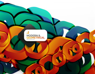 Geometric abstract background, cut chain shapes or hexagons on white