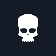 White Biker Skull Isolated, Silhouette Skull on Black Background , Death's-head, Black and White Vector Illustration