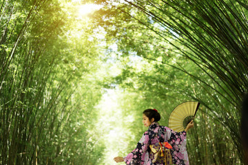 japanese woman in yukata dress