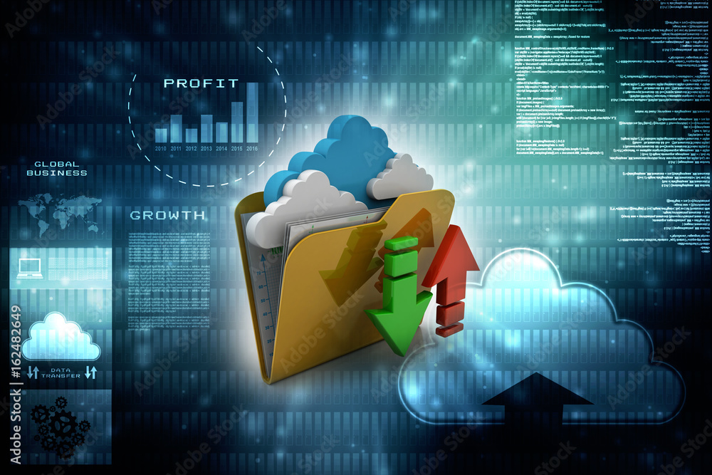 Poster 3d rendering cloud folder network
