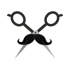 barbershop scissor with mustache style hipster vector illustration design