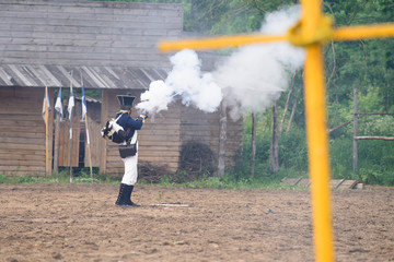 cavalryman Shooting from an old musket