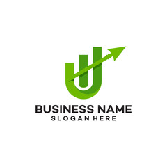 U / W arrow business logo template vector illustration