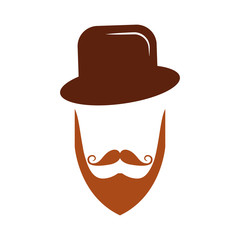 hair hipster style with gentleman hat model vector illustration design