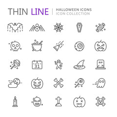 Collection of halloween thin line icons