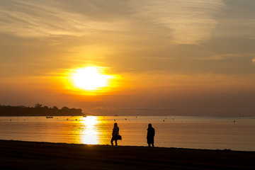 Fototapeta premium Sunrise on the beach in France, Saint-Tropez