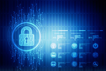 2d illustration Safety concept: Closed Padlock on digital background