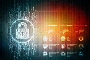 Obraz premium 2d illustration Safety concept: Closed Padlock on digital background