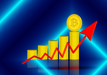 bitcoin with arrow red