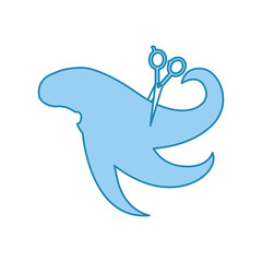 barbershop scissor with hair vector illustration design