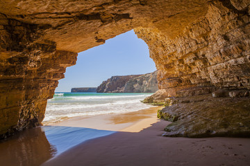 The southern coast of Portugal, the region of the Algarve, beautiful natural beaches with sandy...