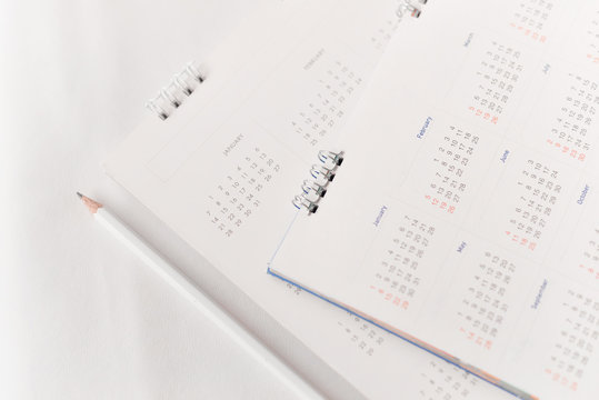 White calendar on planning concept.