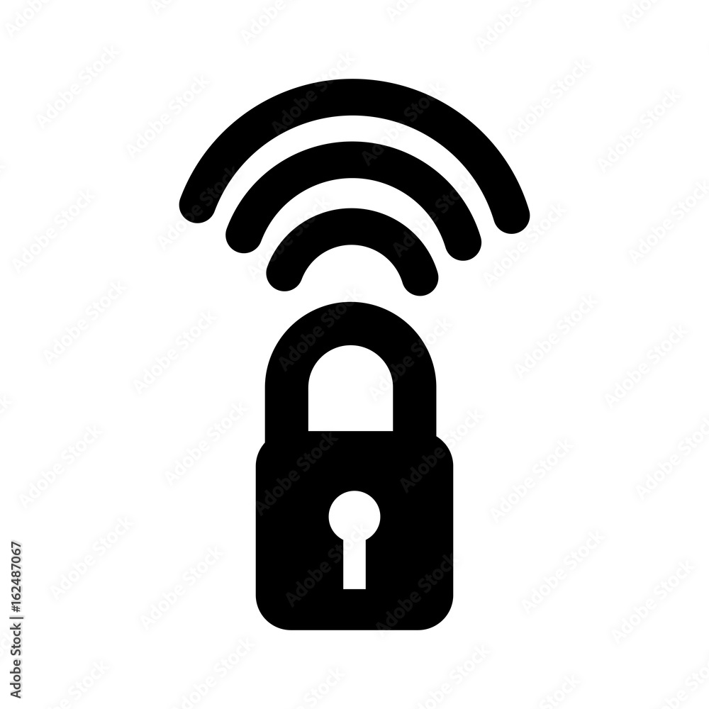 Poster safe secure padlock with wifi signal vector illustration design