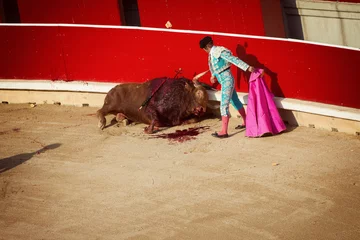 Fotobehang Bullfighting. Corrida in Pamplona, Navarra, Spain, 10 of july 2016. Meal'n'Real © Khorzhevska