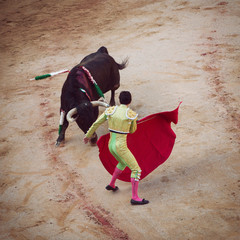 Bullfighting. Corrida in Pamplona, Navarra, Spain, 10 of july 2016. Meal'n'Real