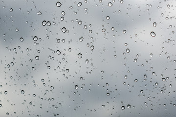 Rain drop on the car glass