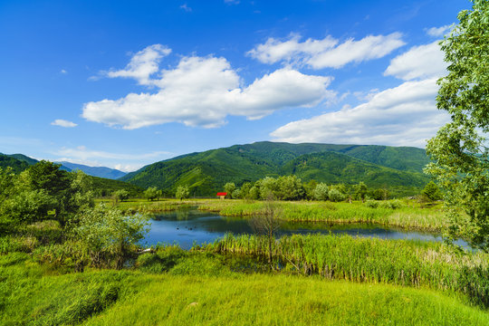 A small mountain lake in the mountains of Fagaras, Romania