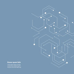 Vector abstract background with molecule structure, hexagons pattern. Science, combination of elements, social activity, new technologies and laboratory research