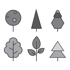 Set of vector line Trees. Forest creative icons